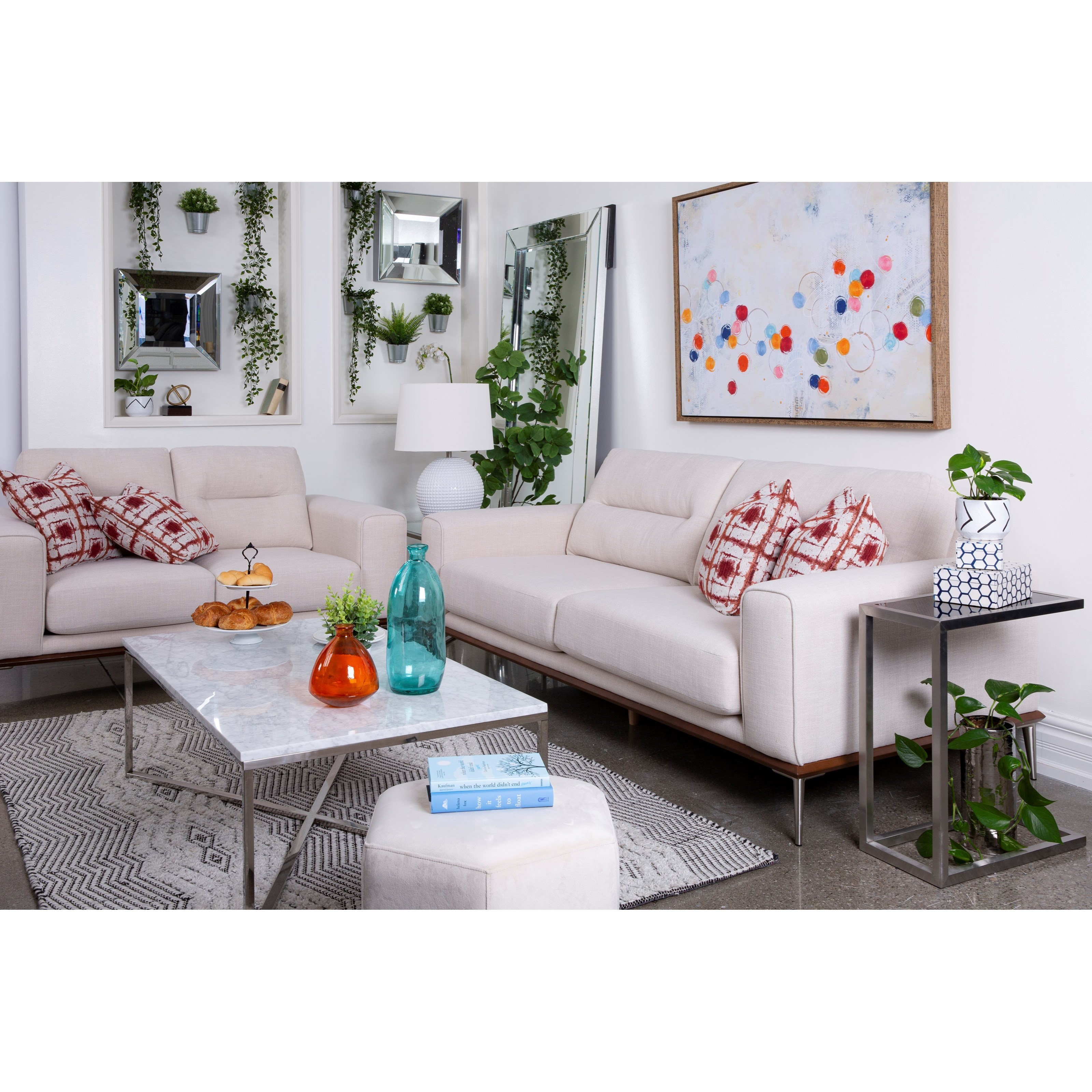 White store modern loveseat